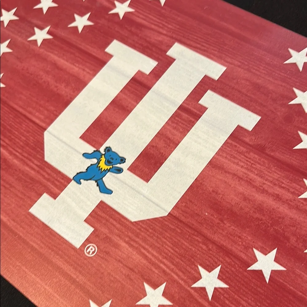 NWT Grateful Dead Blues Bear Indiana U wooden Sign